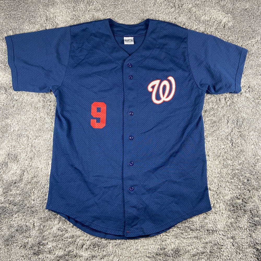 Martin‎ Washington Nationals Jersey Mens Medium Blue Babe Ruth League 9 Baseball